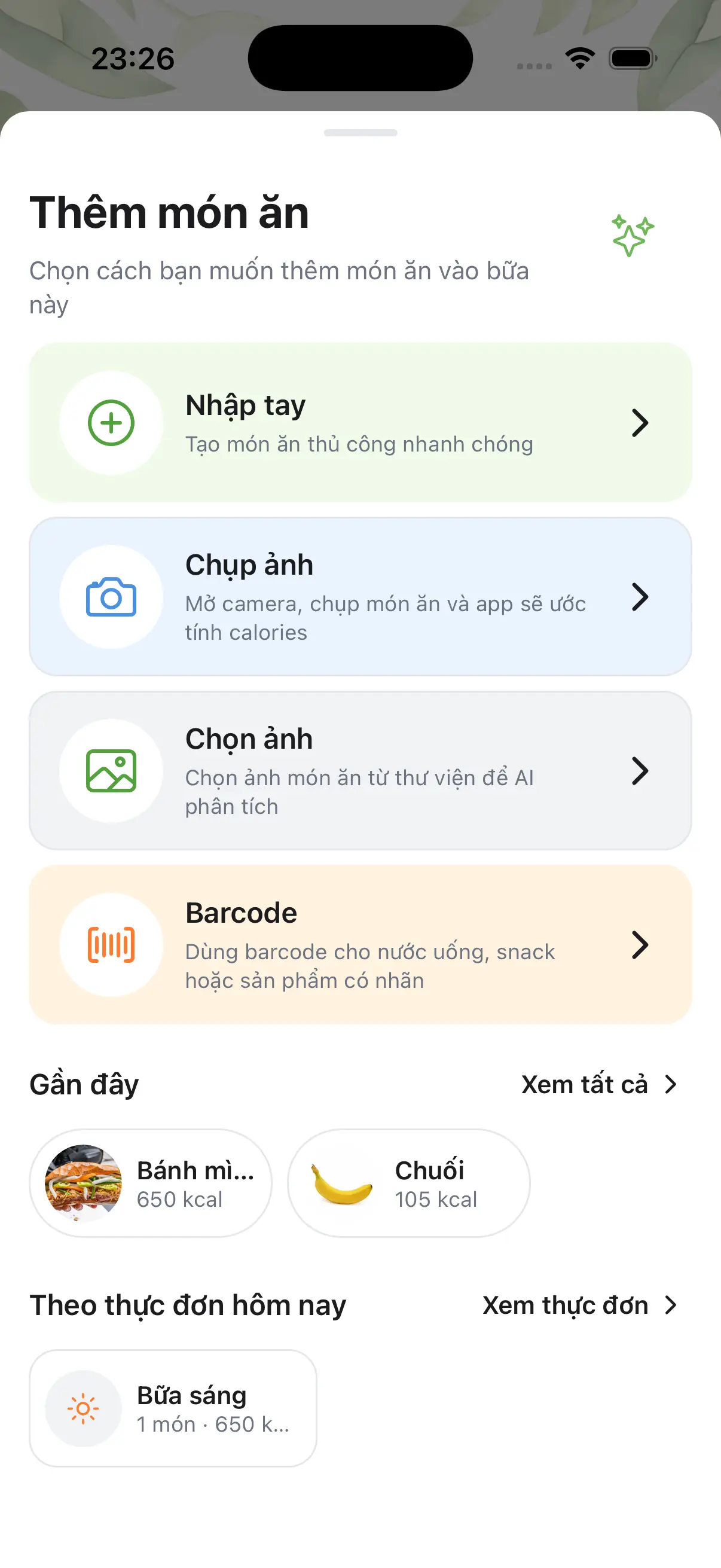Nhật ký bữa ăn hàng ngày
